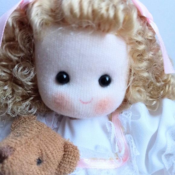 Green Tree Wendy Storybook Musical Doll Collectible Handmade Blonde White Bear - Picture 6 of 15